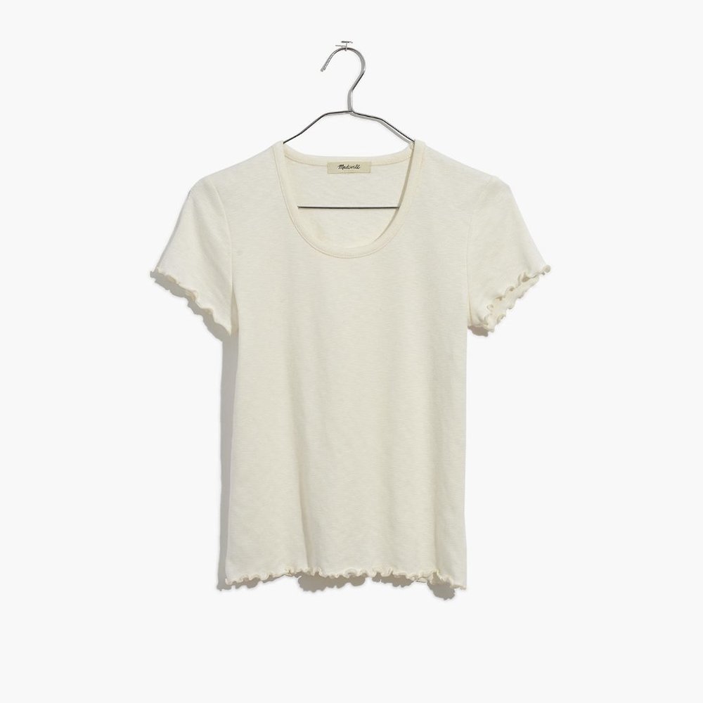SOLD - NWT Madewell Baby Tee - Bright Ivory - M